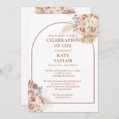 Funeral Celebration of Life Pampas Grass Floral Kaart (Voorkant / Achterkant)