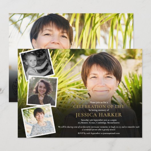 Funeral Celebration of Life Photo Collage Kaart (Voorkant / Achterkant)