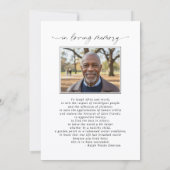 Funeral Celebration of Life Photo Memorial Kaart (Achterkant)