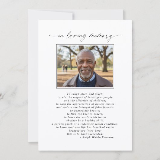 Funeral Celebration of Life Photo Memorial Kaart (Achterkant)