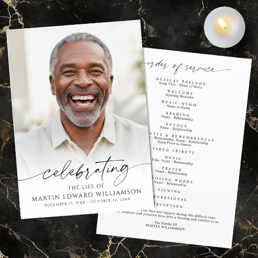 Funeral Celebration of Life Photo Order of Service Programmakaart