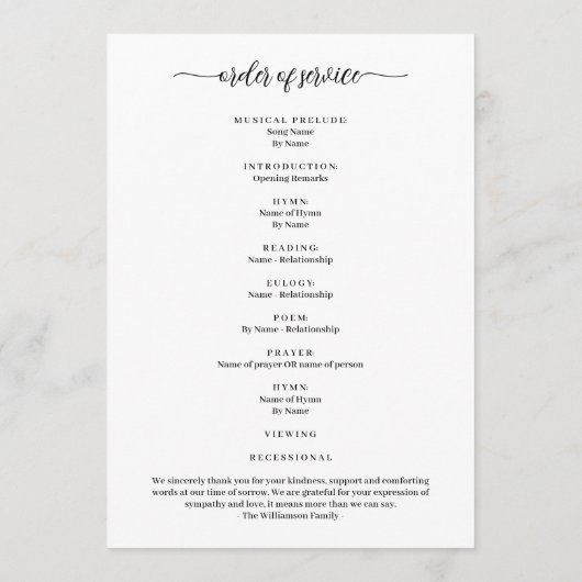 Funeral Celebration of Life Photo Programmakaart (Achterkant)