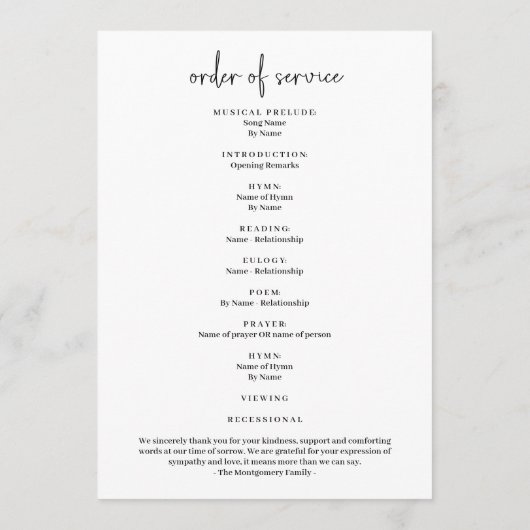 Funeral Celebration of Life Photo Programmakaart (Achterkant)