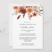 Funeral Celebration of Life Terracotta Invitation Kaart (Voorkant)