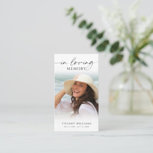 Funeral Cross Photo In Loving Memory Prayer Card Visitekaartje (Staand voorkant)