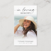 Funeral Cross Photo In Loving Memory Prayer Card Visitekaartje (Voorkant)