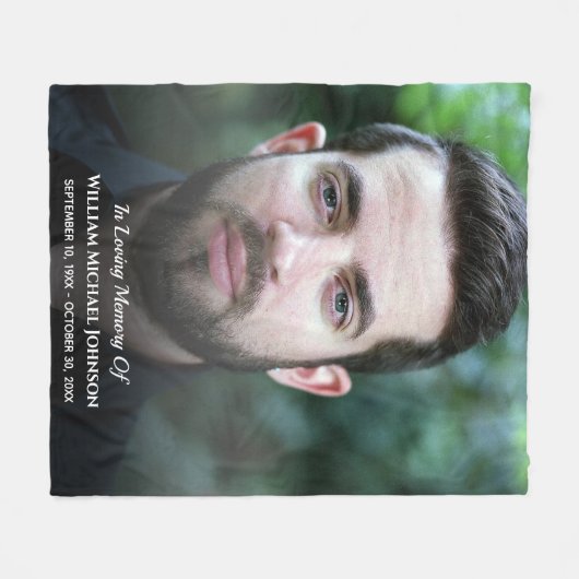 Funeral Custom Photo Bereavement in Loving Memory Fleece Deken (Voorkant (Horizontaal))