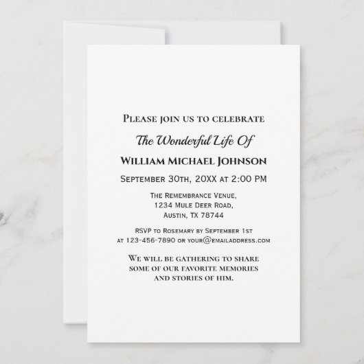 Funeral Custom Photo Bereavement in Loving Memory Kaart (Achterkant)