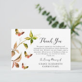 Funeral Dank je Botanische Waterverf van Butterfly Bedankkaart (Staand voorkant)