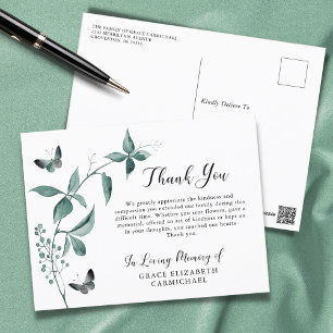 Funeral Dank je Butterfly Botanische Greenery Briefkaart