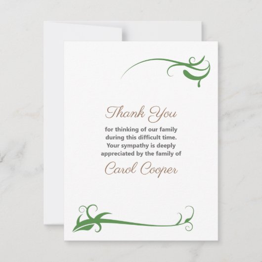 Funeral Dank je Kaart met florale ornamenten (Voorkant)