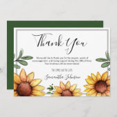 Funeral Dank je wel Rustige zonnebloemen Bedankkaart (Voorkant / Achterkant)