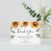 Funeral Dank je wel Rustige zonnebloemen Bedankkaart (Staand voorkant)