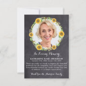 Funeral DANK JE Zonnebloem Sympathie Foto Slate Bedankkaart (Voorkant)