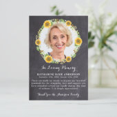 Funeral DANK JE Zonnebloem Sympathie Foto Slate Bedankkaart (Staand voorkant)