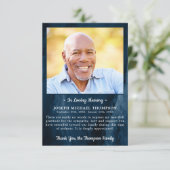 Funeral DANK U Foto Sympathie Blue Marble Bedankkaart (Staand voorkant)