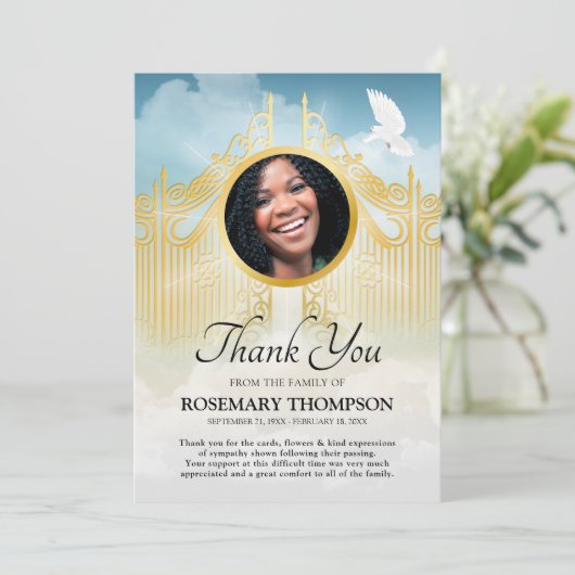 Funeral Dank u - Gates of Heaven Sympathy Bedankkaart (Staand voorkant)