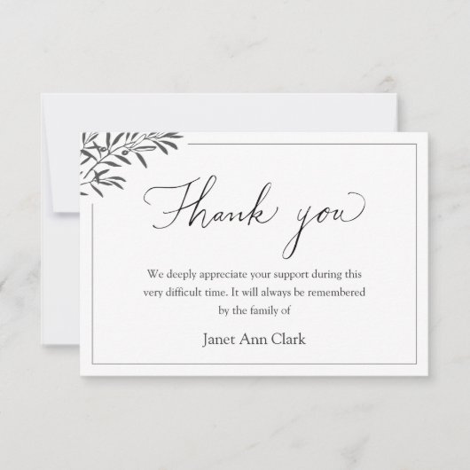 Funeral Dank u Kaart (Voorkant)