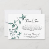 Funeral Dank u Waterverf Botanisch Groen Bedankkaart (Voorkant)