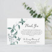 Funeral Dank u Waterverf Botanisch Groen Bedankkaart (Staand voorkant)