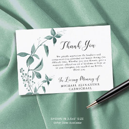 Funeral Dank u Waterverf Botanisch Groen Bedankkaart