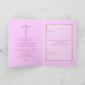 Funeral "Dank u wel" roze zilveren gouden religie Bedankkaart (Binnen)