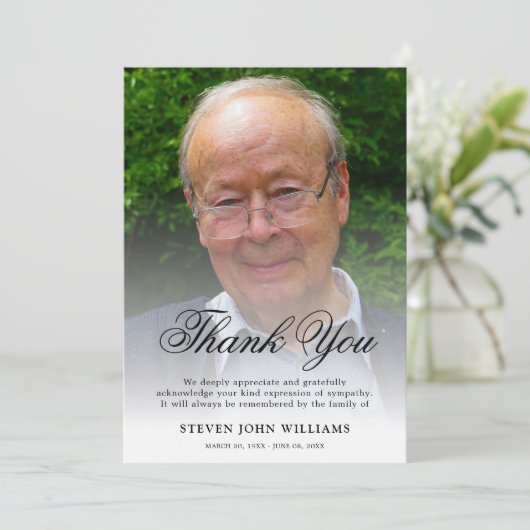 Funeral Dankuwel foto van Ref | Bereavement Bedankkaart (Staand voorkant)