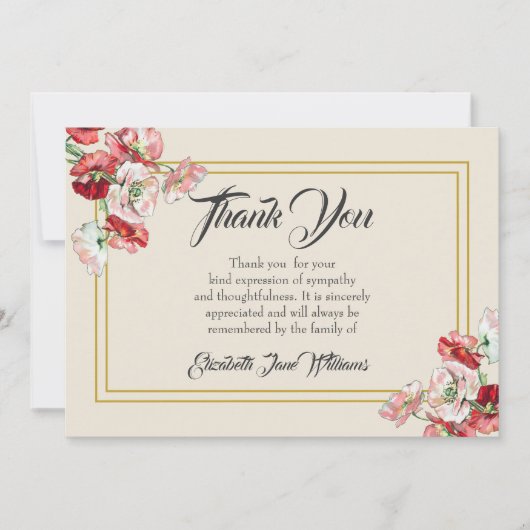 Funeral Dankuwel Kaart| Papies Bedankkaart (Voorkant)