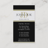 Funeral Director Black Gold Stripes Visitekaartje (Achterkant)
