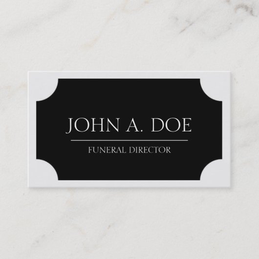 Funeral Director Black Plaque/Classic White Visitekaartje (Voorkant)