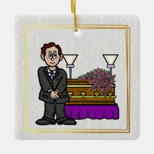 Funeral Director met Casket Kerstversiering Keramisch Ornament