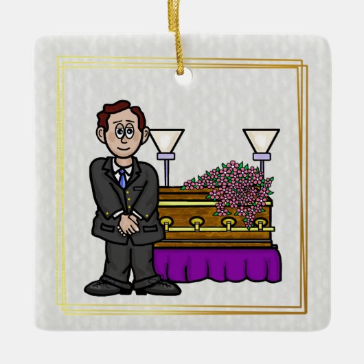 Funeral Director met Casket Kerstversiering Keramisch Ornament (Voorkant)
