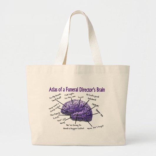 Funeral Director/Mortician Funny Brain Design Grote Tote Bag (Voorkant)