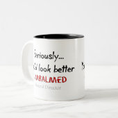 Funeral Director/Mortician Funny Hearse Design Tweekleurige Koffiemok (Voorkant links)