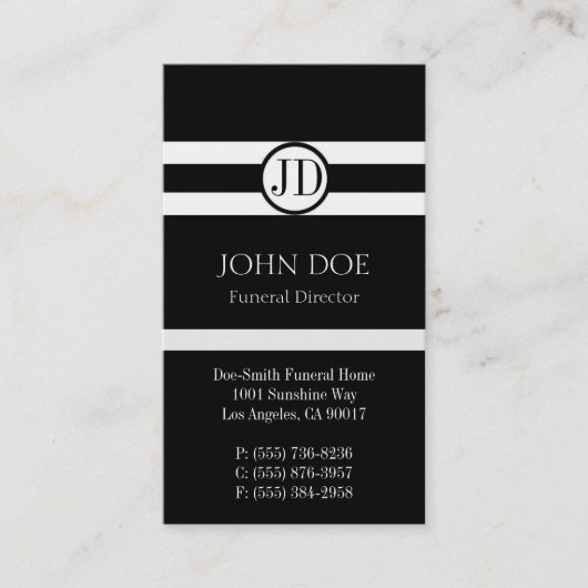 Funeral Director Pendant Black Visitekaartje (Voorkant)