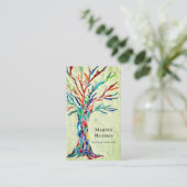 Funeral Director Tree of Life Green Visitekaartje (Staand voorkant)