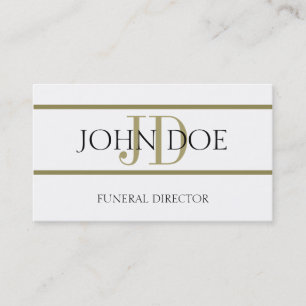 Funeral Director White/Gold Stripe Visitekaartje