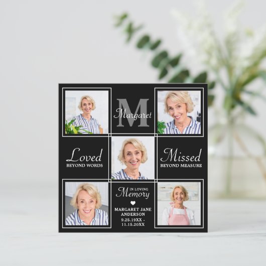 Funeral Elegant Photo Collage Memorial Sympathie Bedankkaart (Staand voorkant)