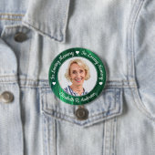 Funeral Emerald Green Marble Photo Memorial Ronde Button 7,6 Cm (In situ)