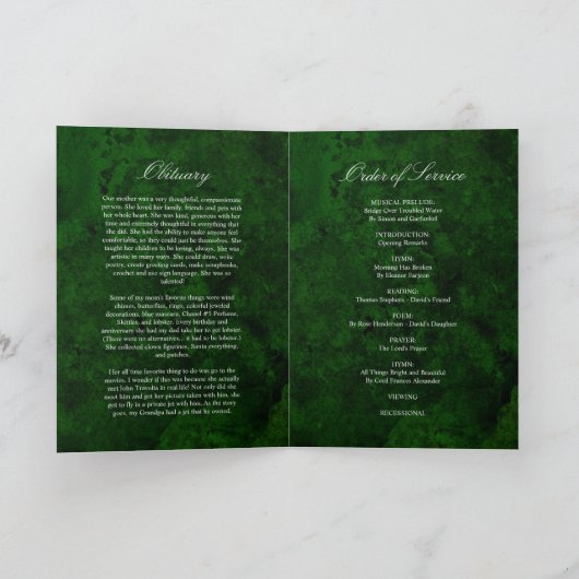 Funeral Emerald Greenery |Memorandum Programma (Binnen)