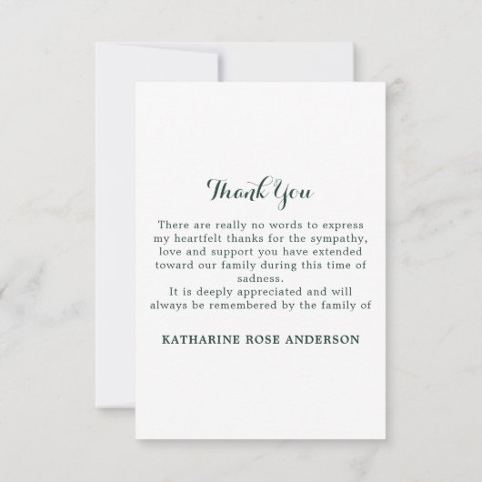 Funeral Eucalyptus Sympathie Memorial Afbeelding Bedankkaart (Achterkant)