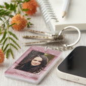 Funeral Favor Roos Quartz Photo Memorial Prayer Sleutelhanger (Voorkant Rechts)