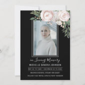 Funeral Floral Black Photo Memorial Programme Bedankkaart (Voorkant)
