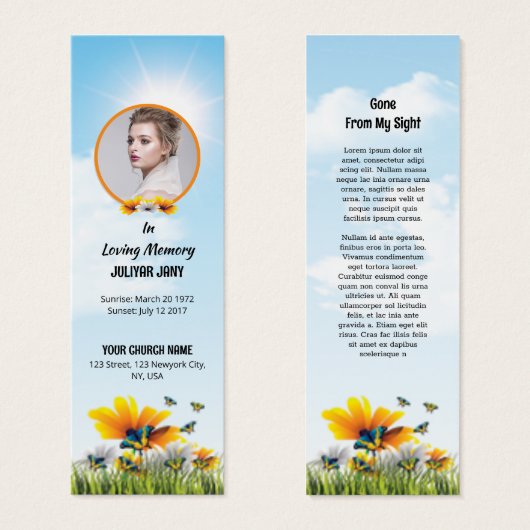 Funeral Floral Bladwijzer Sjabloon Mini Visitekaartjes (Voorkant /achterkant)