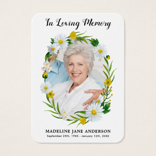 Funeral Floral Daisy Photo Memorial Prayer Kaart (Voorkant)