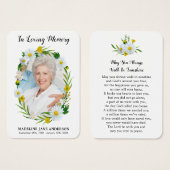 Funeral Floral Daisy Photo Memorial Prayer Kaart (Voorkant /achterkant)