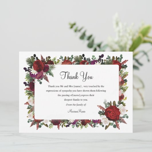 Funeral Floral - Hartelijk dank Bedankkaart (Staand voorkant)