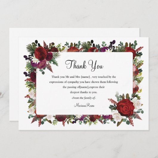 Funeral Floral - Hartelijk dank Bedankkaart (Voorkant / Achterkant)