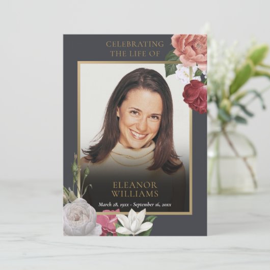 Funeral Floral Photo Order of Service Programme (Staand voorkant)