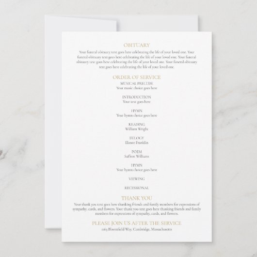 Funeral Floral Photo Order of Service Programme (Achterkant)